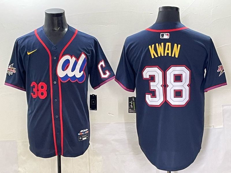 Men 2025 Cleveland Indians #38 Kwan Drak Blue All star Nike MLB Jersey style 3
